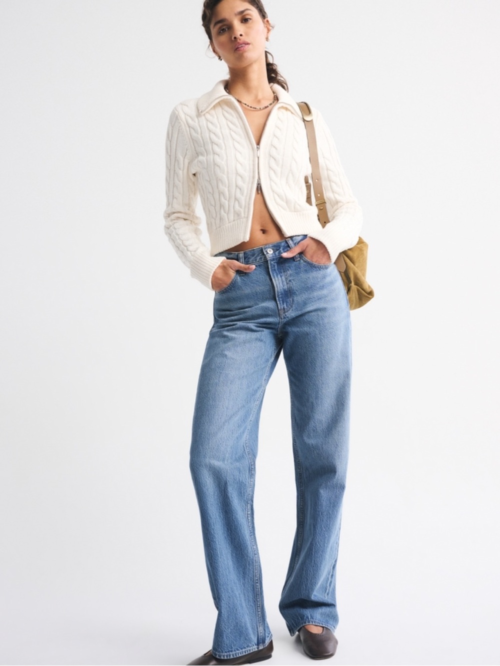 Abercrombie Curve Love Loose High Rise Jean Medium Wash